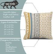 Geometrical Printed Canvas Cotton Cushion Covers, Set of 5